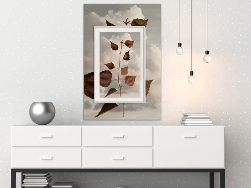 Poster - Leaves in the Clouds  - wit passepartout