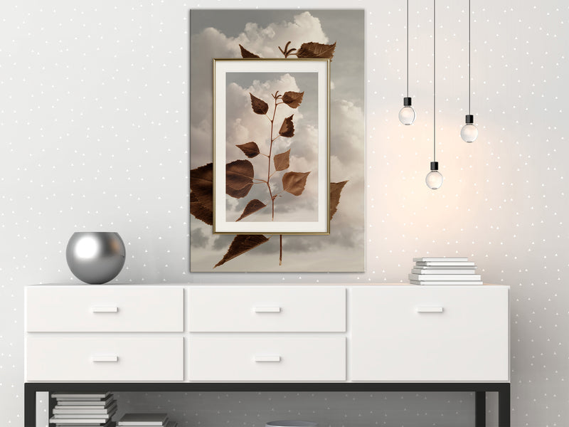 Poster - Leaves in the Clouds  - goud passepartout