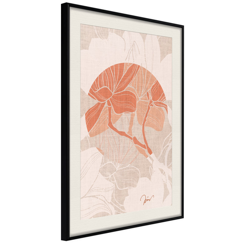 Poster - Flowers on Fabric  - zwart passepartout
