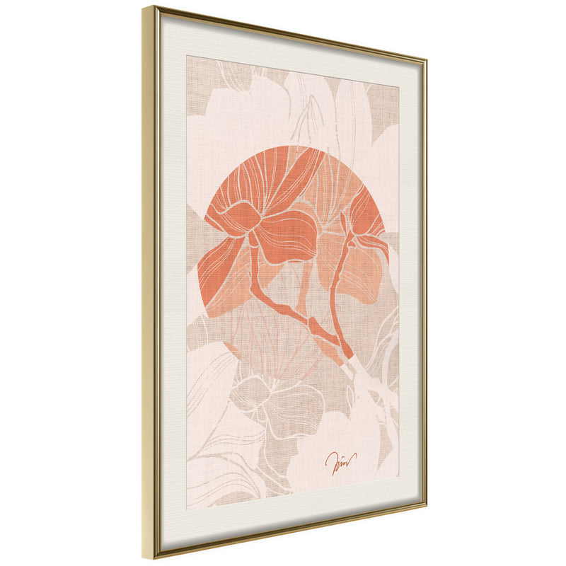 Poster - Flowers on Fabric  - goud passepartout