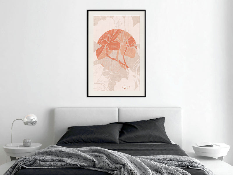 Poster - Flowers on Fabric  - zwart passepartout