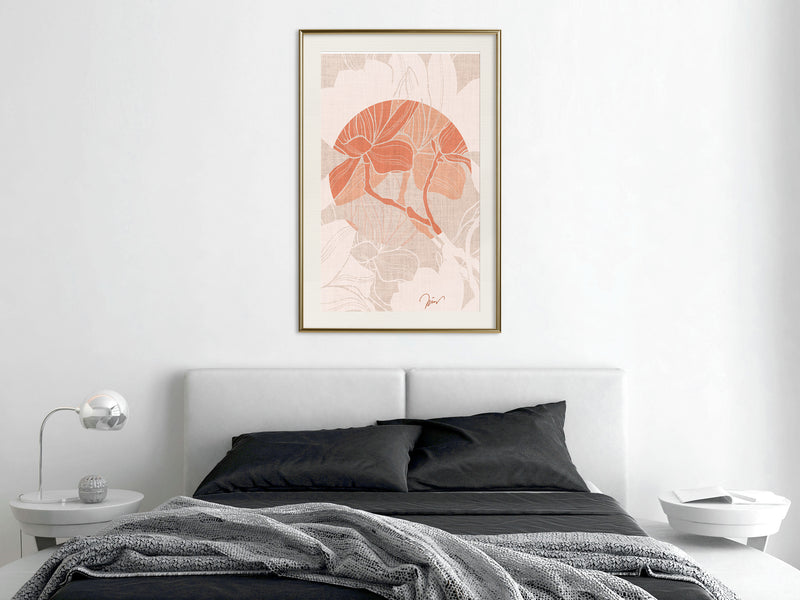 Poster - Flowers on Fabric  - goud passepartout