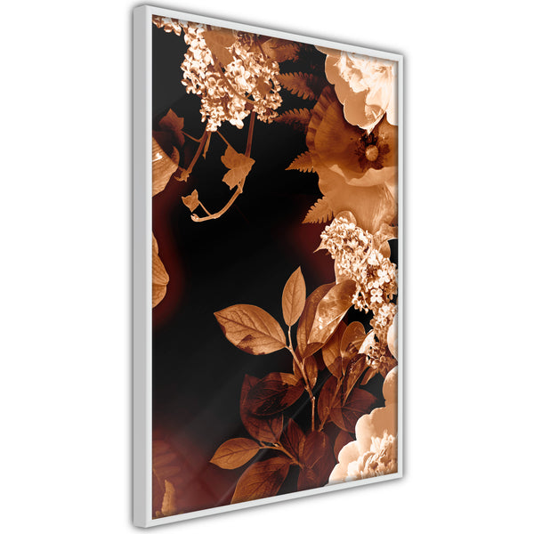 Poster - Flower Decoration in Sepia  - wit