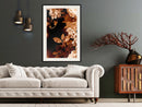 Poster - Flower Decoration in Sepia  - zwart passepartout