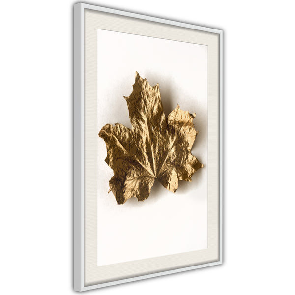 Poster - Dried Maple Leaf  - wit passepartout