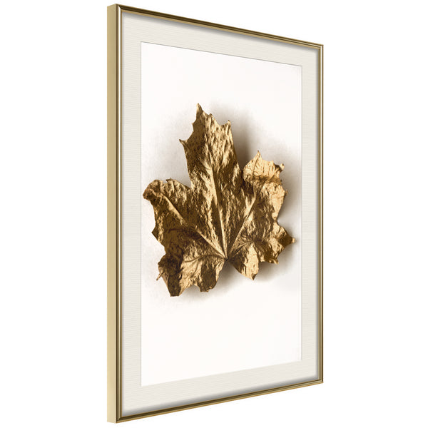Poster - Dried Maple Leaf  - goud passepartout