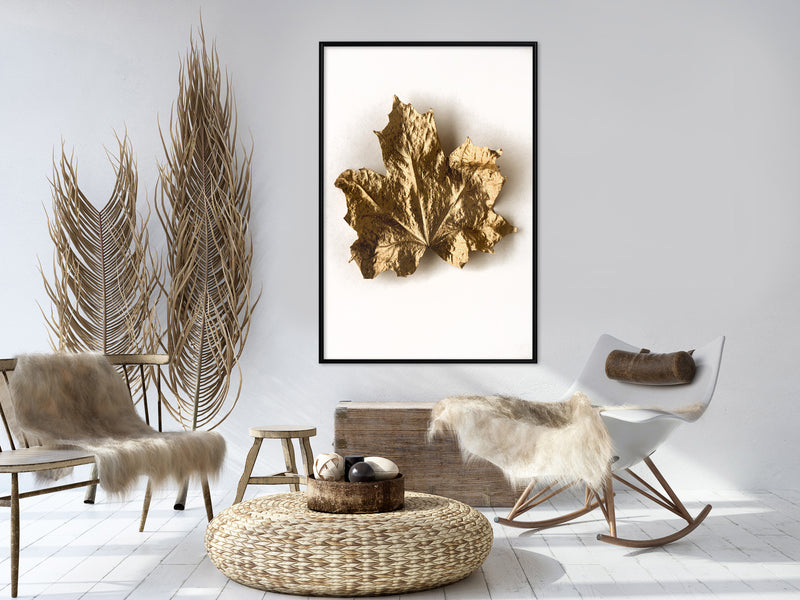 Poster - Dried Maple Leaf  - zwart