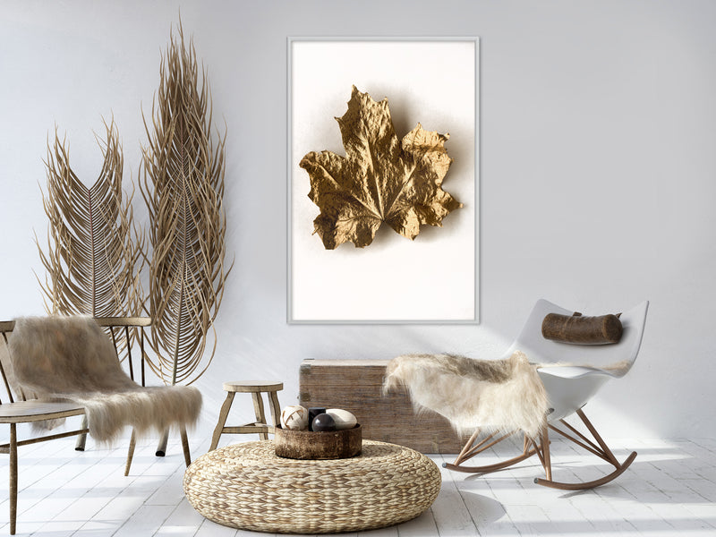 Poster - Dried Maple Leaf  - wit