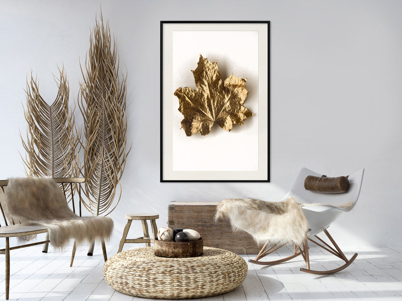Poster - Dried Maple Leaf  - zwart passepartout