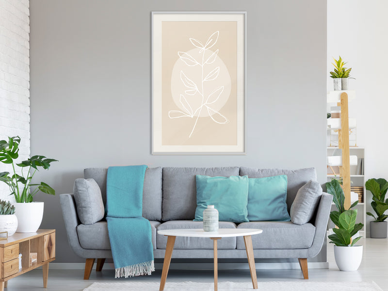 Poster - Pastel Plant  - wit passepartout