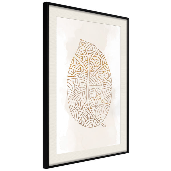 Poster - Leaf Veins  - zwart passepartout