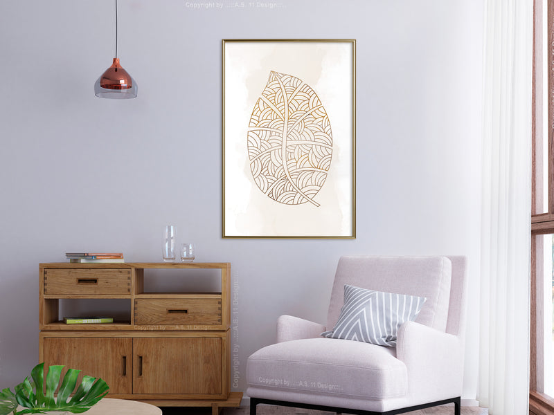 Poster - Leaf Veins  - goud