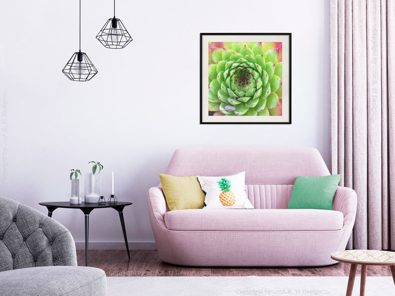Poster - Stone Rose (Square)  - zwart passepartout