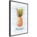 Poster - Pineapple on Striped Background  - zwart