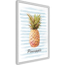 Poster - Pineapple on Striped Background  - wit