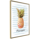 Poster - Pineapple on Striped Background  - goud