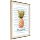Poster - Pineapple on Striped Background  - goud passepartout