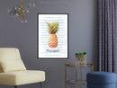 Poster - Pineapple on Striped Background  - zwart