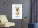 Poster - Pineapple on Striped Background  - wit