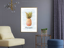 Poster - Pineapple on Striped Background  - goud