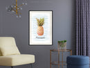 Poster - Pineapple on Striped Background  - zwart passepartout