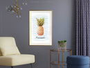Poster - Pineapple on Striped Background  - goud passepartout