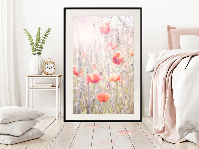 Poster - Poppies  - zwart passepartout