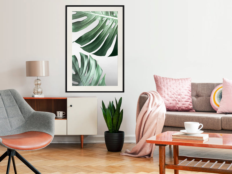 Poster - Leaves Like Swiss Cheese  - zwart passepartout