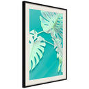 Poster - Teal Monstera  - zwart passepartout