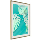 Poster - Teal Monstera  - goud passepartout