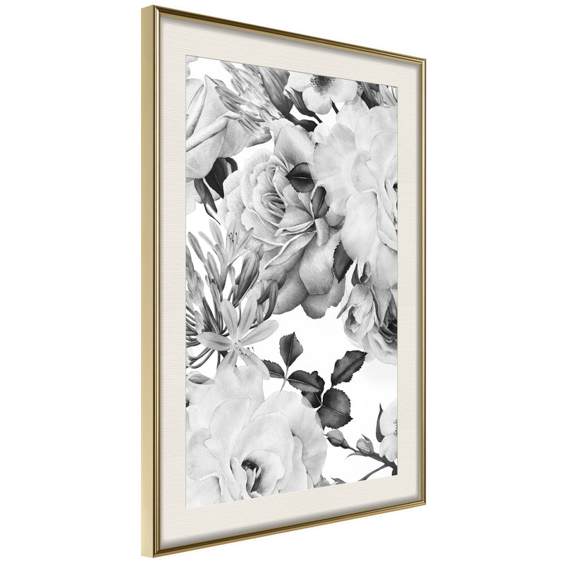 Poster - Black and White Nature  - goud passepartout