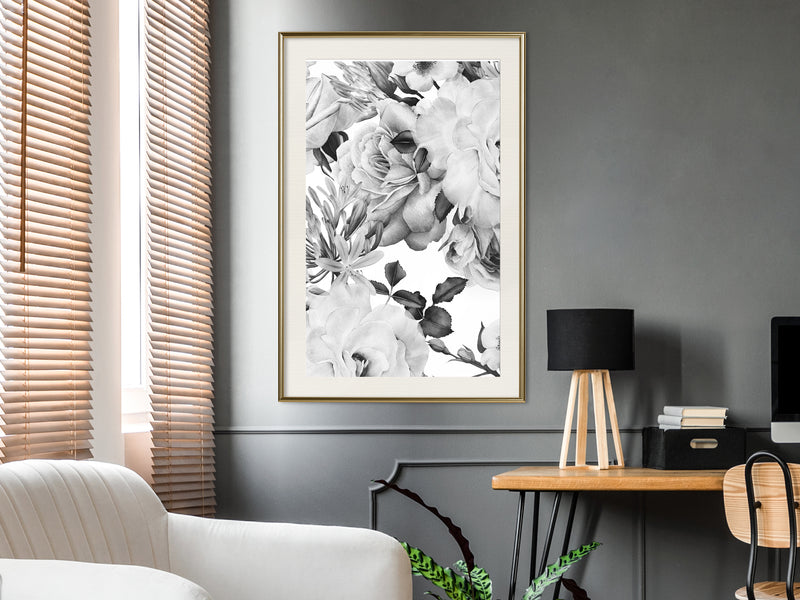 Poster - Black and White Nature  - goud passepartout