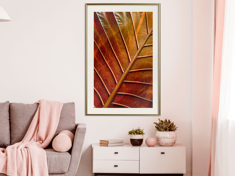 Poster - Bronze Leaf  - goud passepartout