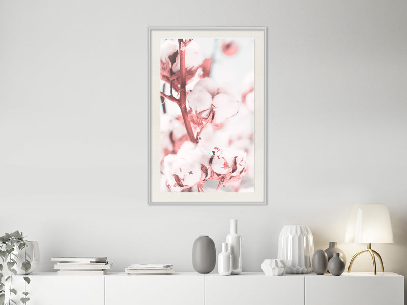 Poster - Cotton Flowers  - wit passepartout