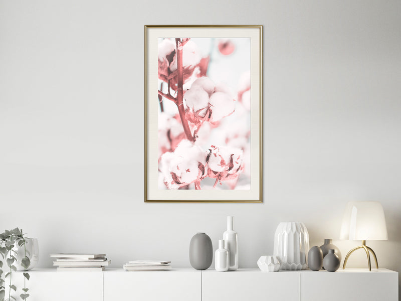 Poster - Cotton Flowers  - goud passepartout