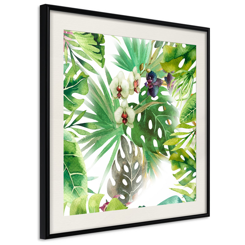 Poster - Monsteras, Inc. II (Square)  - zwart passepartout