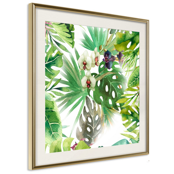 Poster - Monsteras, Inc. II (Square)  - goud passepartout