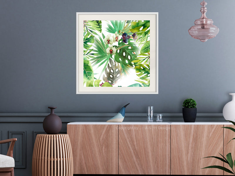 Poster - Monsteras, Inc. II (Square)  - wit passepartout