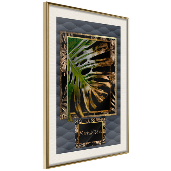 Poster - Monstera in the Frame  - goud passepartout