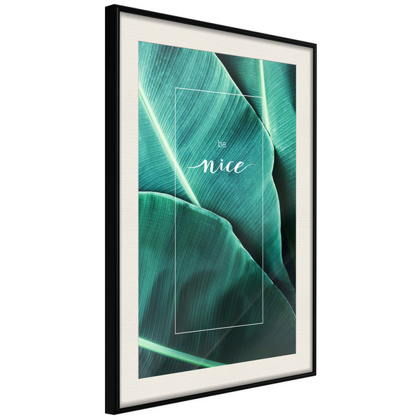 Poster - Banana Leaves with a Message (Green)  - zwart passepartout
