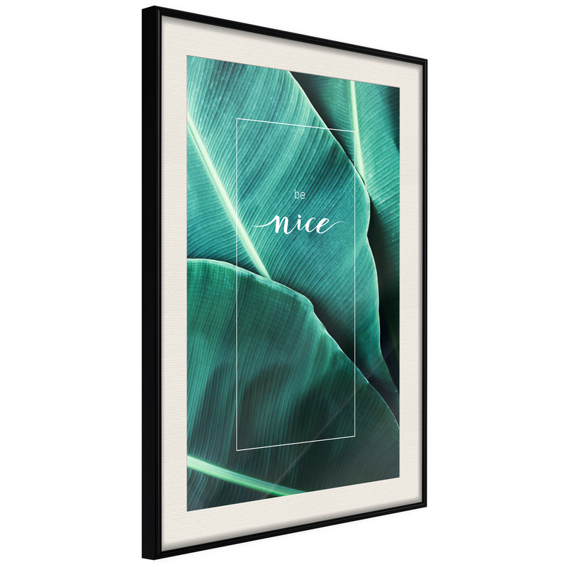 Poster - Banana Leaves with a Message (Green)  - zwart passepartout