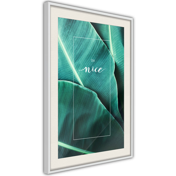 Poster - Banana Leaves with a Message (Green)  - wit passepartout