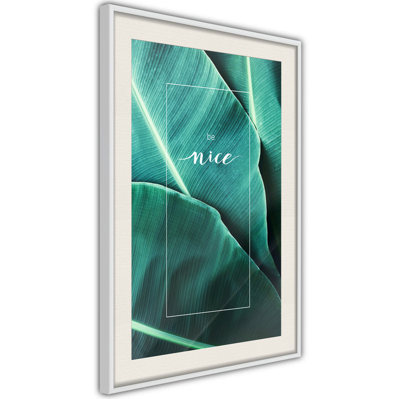 Poster - Banana Leaves with a Message (Green)  - wit passepartout