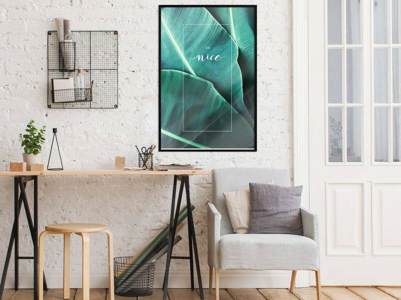 Poster - Banana Leaves with a Message (Green)  - zwart