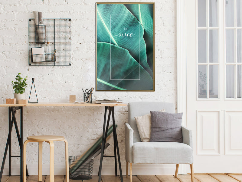 Poster - Banana Leaves with a Message (Green)  - goud