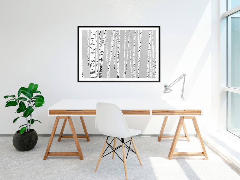 Poster - Birch Wood   - zwart