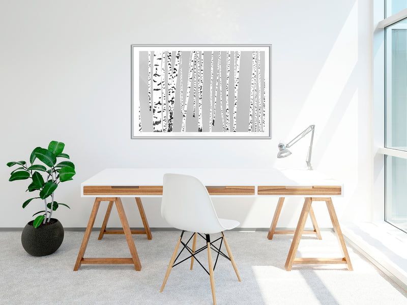 Poster - Birch Wood   - wit