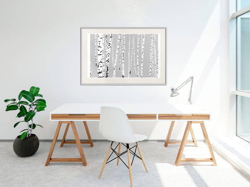 Poster - Birch Wood   - wit passepartout