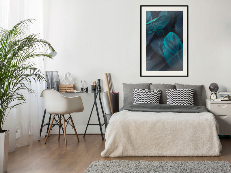 Poster - Evergreen Leaves  - zwart passepartout