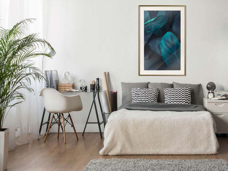 Poster - Evergreen Leaves  - goud passepartout